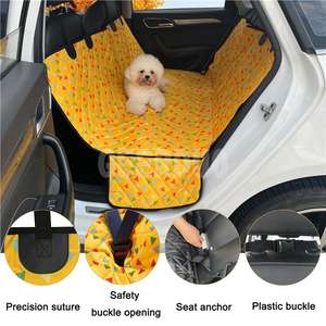 Protector de asiento trasero de coche de perro con patrón de impresión personalizado GRDSB-17