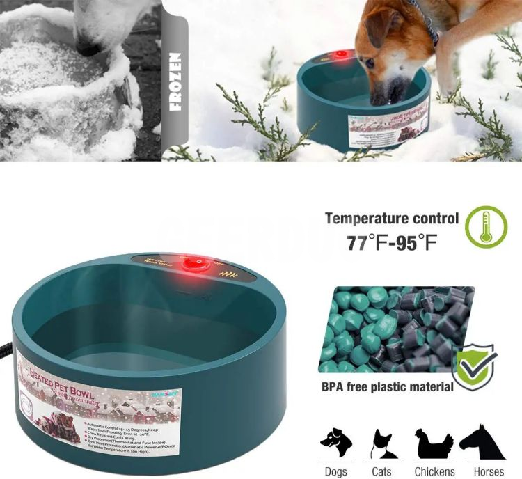 Tazón de agua para mascotas con calefacción, tazón térmico para perros, plato de agua para calentar mascotas GRDSP-8