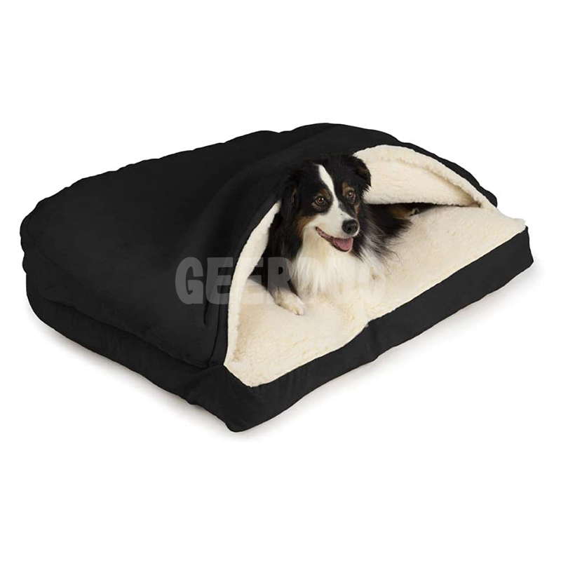 Rectángulo de lujo Cozy Cave Cama para dormir para mascotas con microgamuza GRDDC-14
